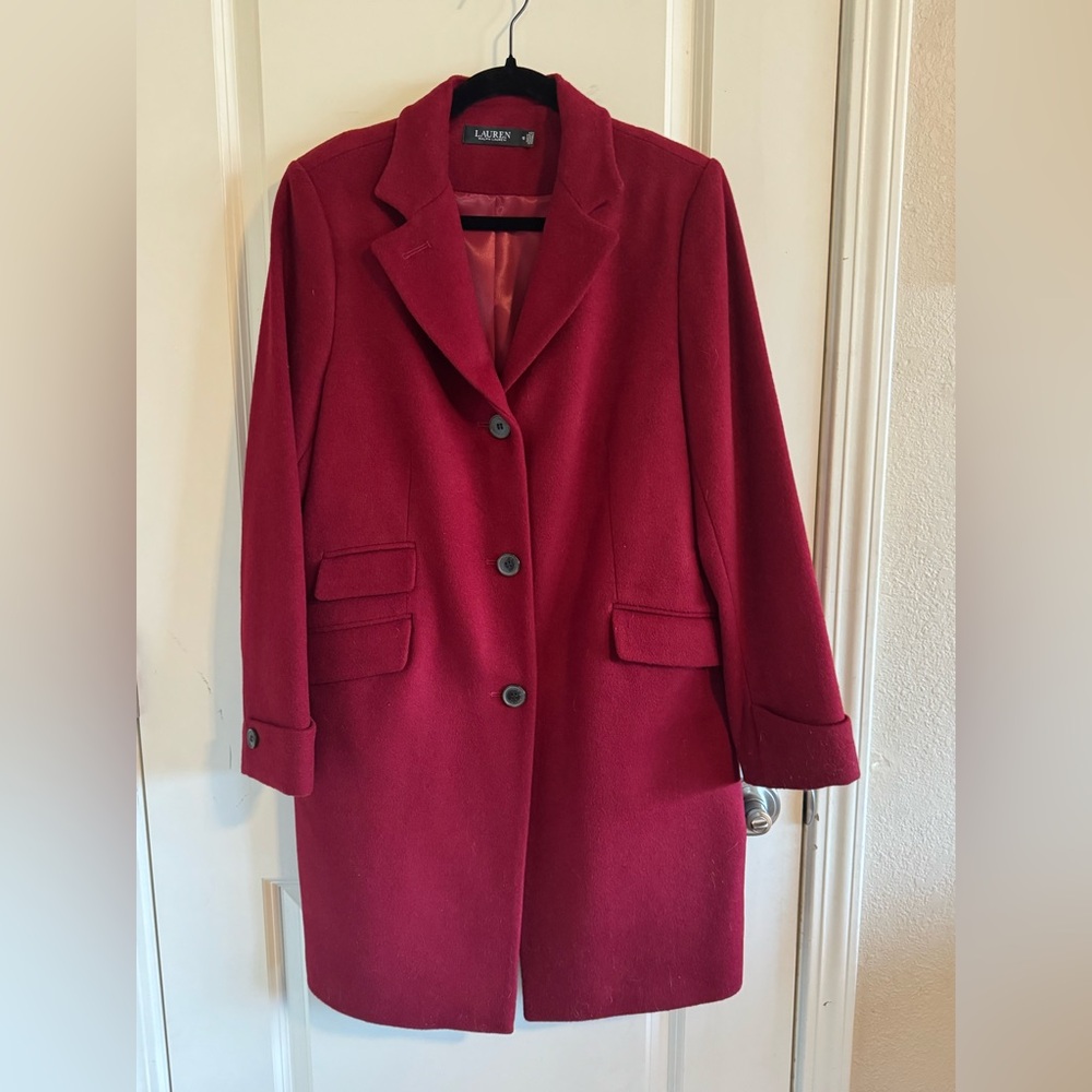 Lauren Ralph Lauren Burgundy Wool Coat | Classic Tailored Jacket